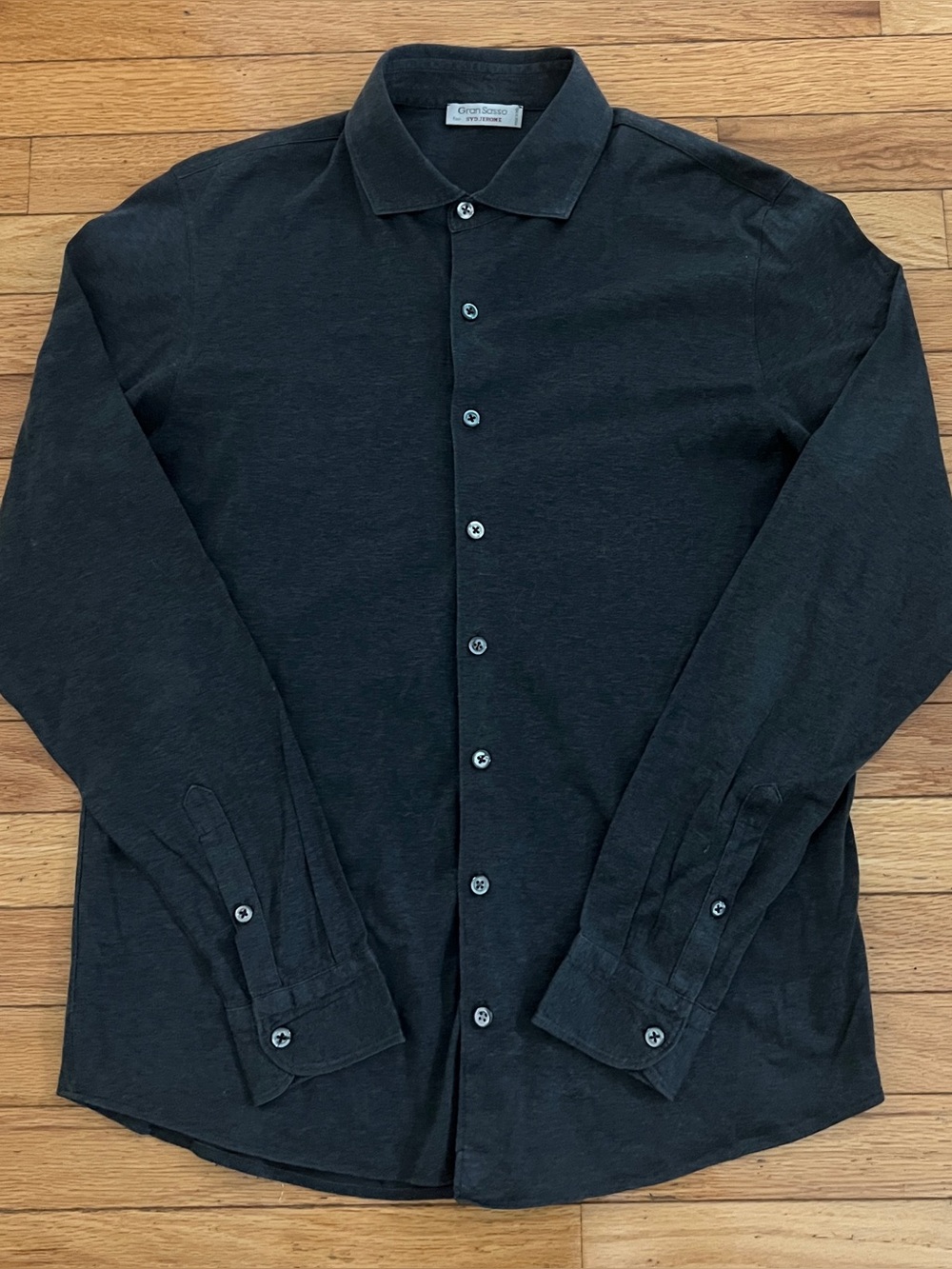 Gran Sasso Button Shirt Dark Gray Long Sleeve Cotton Made in Italy 50 Size Small